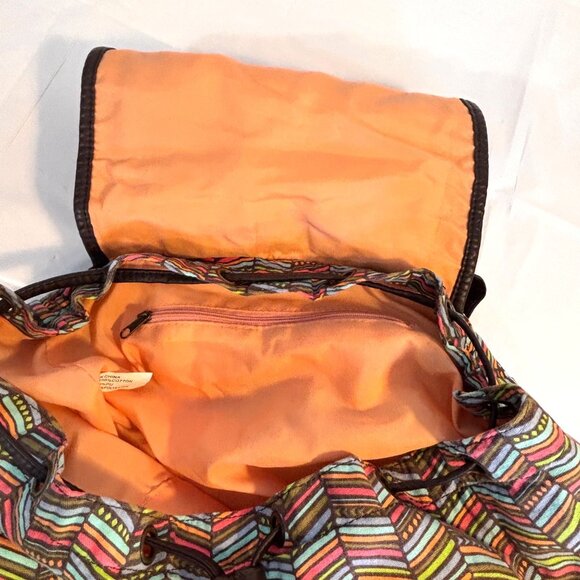 Journeys Backpack Drawstring/Snap Closure Pockets Adjustable Straps Boho Tribal - Picture 5 of 12